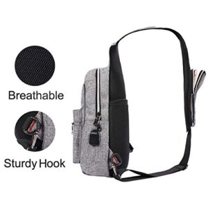 MOSISO Sling Backpack Hiking Daypack with USB Charging Port Outdoor Shoulder Bag, Gray