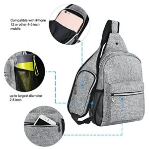 MOSISO Sling Backpack Hiking Daypack with USB Charging Port Outdoor Shoulder Bag, Gray