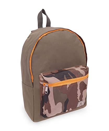 Everest Basic Color Block Backpack, Olive/Camo, One Size