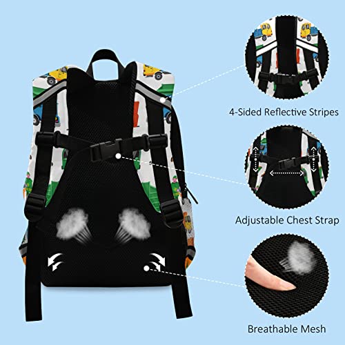 Garbage Truck Preschool Backpacks，Kid's Casual Travel Bookbag with Leash，Cute Toddler Backpacks for Boys and Girls