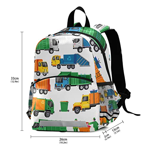 Garbage Truck Preschool Backpacks，Kid's Casual Travel Bookbag with Leash，Cute Toddler Backpacks for Boys and Girls