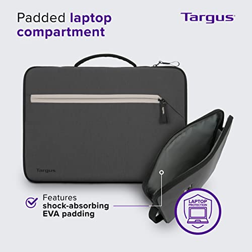 Targus City Fusion Laptop Sleeve 13 to 14 Inch Laptop Case for Dell, Lenovo, Apple MacBook or Chromebook, Laptop Cover with Handle, Water-Resistant Laptop Sleeve, Grey (TBS571GL)