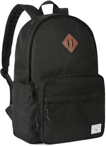 school backpack, kasqo 15.6 inch classic lightweight water-resistant backpack for men women teens girls boys kids to school, college, travel, work, black
