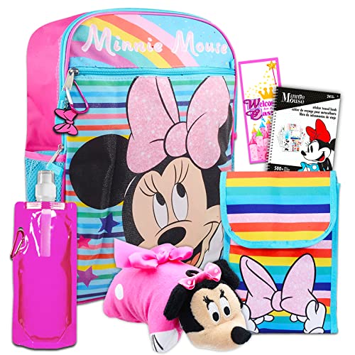 Disney Minnie Mouse School Backpack Set For Girls, Kids ~ 8 Pc Bundle With 16" Minnie School Bag, Lunch Bag, Water Bottle, Stickers, And More (Minnie Mouse School Supplies)