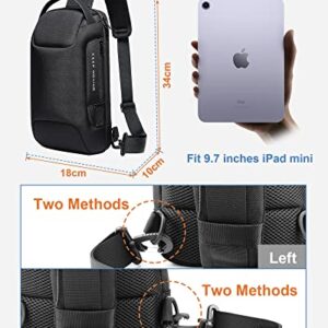 Lily Parker Sling Bag Backpack Mens Cross Body Waterproof Anti-Theft Shoulder Daypack with USB Charging Port Fit 7.9" iPad, Black, Small