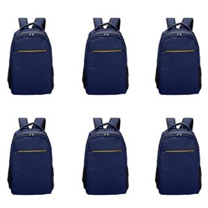 DISCOUNT PROMOS Tempe Backpacks with Laptop Pocket Set of 6, Bulk Pack - Bring Everywhere You Go, Perfect for Travellers, Students, Employees and for Everyday Use - Navy Blue