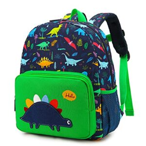 willikiva kids preschool dinosaur toddler backpack for boys and girls school bag(green dinosaur)