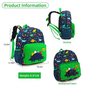 willikiva Kids Preschool Dinosaur Toddler Backpack for Boys and Girls School Bag(Green Dinosaur)