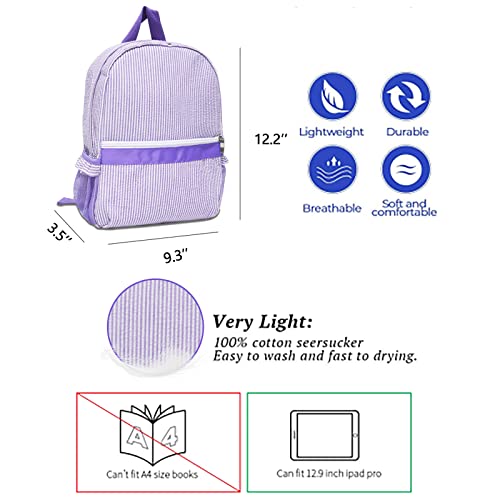 Kids Travel Overnight Bag Seersucker Weekender Duffel Bag Toddler Backpack Pink Mini Preschool for Boys and Girls