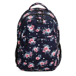 j world new york cornelia laptop backpack school bookbag, navy rose, 18 x 12.5 x 8 (h x w x d)