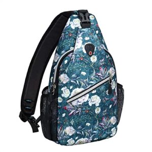 mosiso sling backpack, multipurpose travel hiking daypack rope crossbody shoulder bag, rosa banksiae