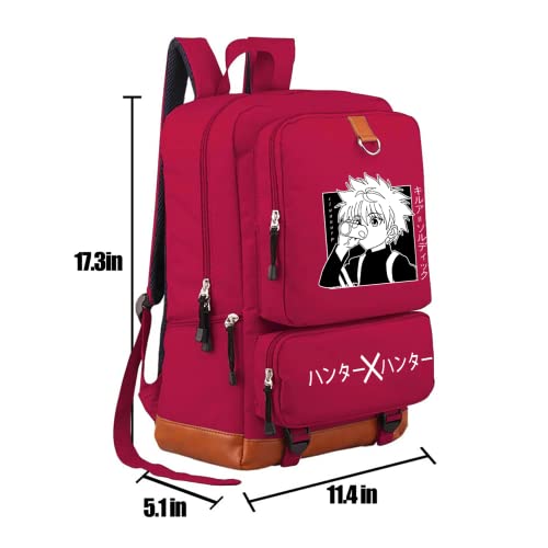 Ramcpd Unisex Anime Graphics Printed School Backpack for Boys Girls 17inch Large Capacity Laptop Bags Lightweight Travel SchoolBag, Red, One Size