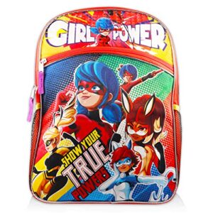 Miraculous Ladybug Backpack Set - Bundle with 16" Miraculous Ladybug Backpack with Superhero Stickers and More (Miraculous Ladybug School Supplies)