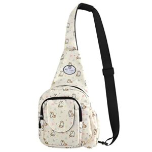 hua angel floral sling bag – small crossbody backpack shoulder bag for men women hiking travel cycling chest bag daypack