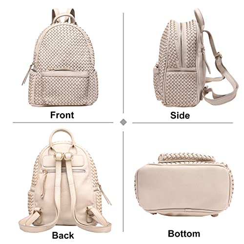 SHOMICO Women Backpack Purse Woven Trendy Stylish Casual Dayback Handbag (Large Beige Woven)