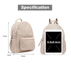 SHOMICO Women Backpack Purse Woven Trendy Stylish Casual Dayback Handbag (Large Beige Woven)