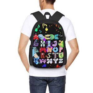 OOIL Alphabet Lore Unisex Cartoon Backpack Travel Bag Teens Game Bag Casual Backpack