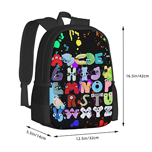 OOIL Alphabet Lore Unisex Cartoon Backpack Travel Bag Teens Game Bag Casual Backpack