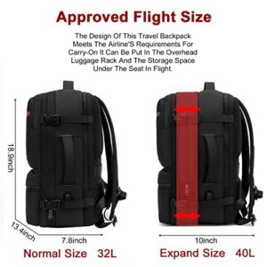 XJ-HOME 2023 NEW 17 inch Travel Laptop Backpack,40L Flight Approved Carry On Backpack,Expandable Water Resistant With USB Computer Backpack For Men Women