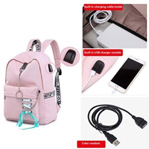 Teen Girl School Backpack USB Charging Port 16 Inch Laptop Bag Travel Daypack