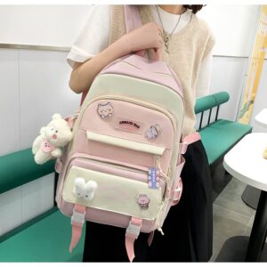 LELEBEAR Kawaii Backpack, Kawaii Backpack Set with Kawaii Water Bottle (pink)