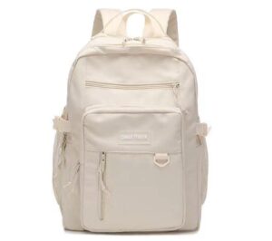 large capacity travel aesthetic laptop bag for men women college student backpack computer casual day pack (cream)