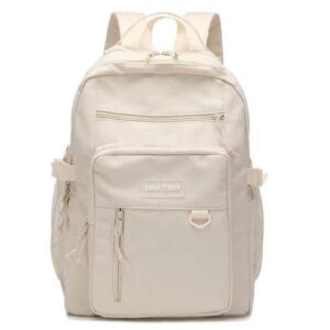 Large Capacity Travel Aesthetic Laptop bag for Men Women college student Backpack computer casual day pack (Cream)