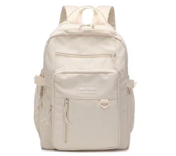 Large Capacity Travel Aesthetic Laptop bag for Men Women college student Backpack computer casual day pack (Cream)