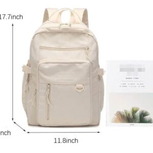 Large Capacity Travel Aesthetic Laptop bag for Men Women college student Backpack computer casual day pack (Cream)