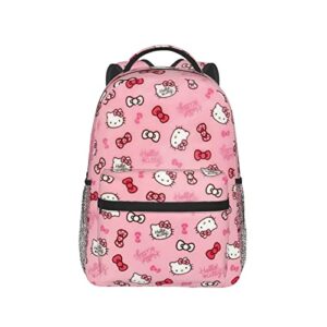 BAMARO Lightweight School Backpack, Cute Pink Cartoon Cat Bookbag for Girls Boys Men Women Teens