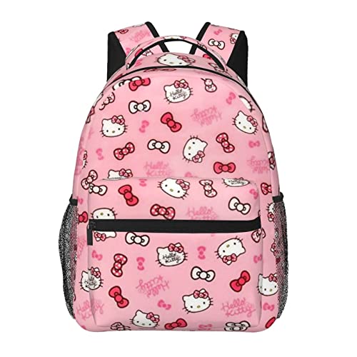 BAMARO Lightweight School Backpack, Cute Pink Cartoon Cat Bookbag for Girls Boys Men Women Teens