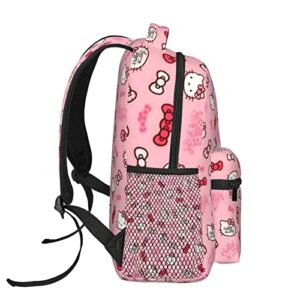 BAMARO Lightweight School Backpack, Cute Pink Cartoon Cat Bookbag for Girls Boys Men Women Teens