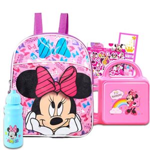 fast forward minnie mouse backpack and lunch box set – bundle with mini 11″ minnie backpack, minnie mouse lunch box, water bottle, stickers, more | minnie mouse backpack for girls