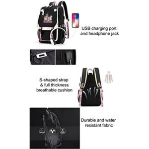 BEBBEE Unisex Bangtan boys Lisa Rose JISOO Jennie Kawaii Laptop Backpack Middle School Students Bookbag Outdoor Daypack for Girls Boys School(E)