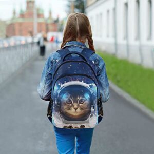 Kids Backpack Cat Astronaut Bookbag Elementary School Bag for Boys Girls Travel Rucksack