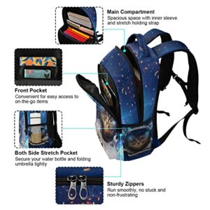 Kids Backpack Cat Astronaut Bookbag Elementary School Bag for Boys Girls Travel Rucksack
