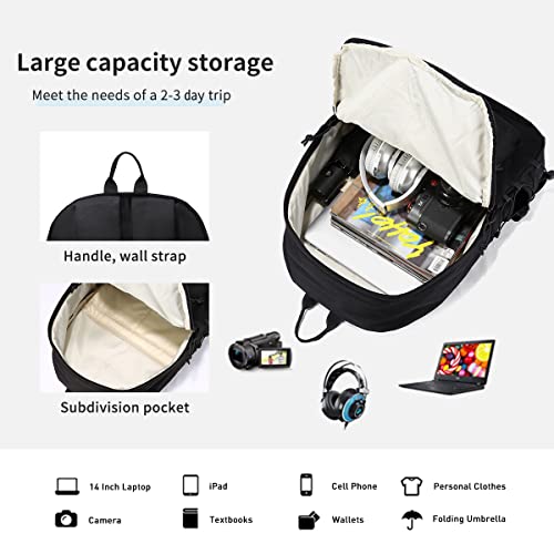 coowoz Black Bookbag School Backpack Waterproof College High School Bags For Boys Girls Lightweight Travel Rucksack Casual Daypack Laptop Backpacks For Men Women(Black)