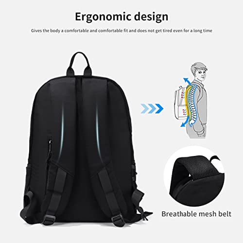 coowoz Black Bookbag School Backpack Waterproof College High School Bags For Boys Girls Lightweight Travel Rucksack Casual Daypack Laptop Backpacks For Men Women(Black)