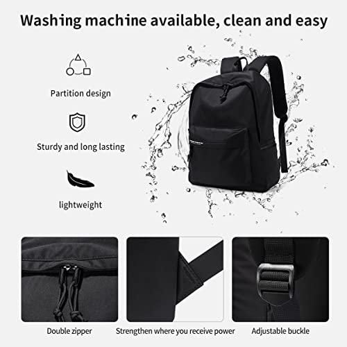 coowoz Black Bookbag School Backpack Waterproof College High School Bags For Boys Girls Lightweight Travel Rucksack Casual Daypack Laptop Backpacks For Men Women(Black)