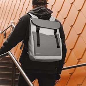 tomtoc Flap Laptop Backpack, Lightweight, Water-Resistant College School Travel Casual Daypack Bookbag, Slim Durable Work-pack Rucksack for 13-16 Inch MacBook Laptop, Large Capacity, 18L, Gray