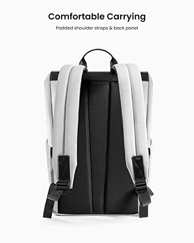 tomtoc Flap Laptop Backpack, Lightweight, Water-Resistant College School Travel Casual Daypack Bookbag, Slim Durable Work-pack Rucksack for 13-16 Inch MacBook Laptop, Large Capacity, 18L, Gray