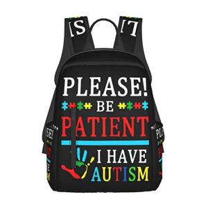 please be patient i have autism teenager backpacks for girls boys elementary school bags for (please be patient i have autism, one size)