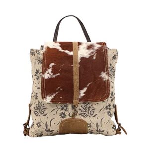 myra bag stalk upcycled canvas & cowhide backpack s-1439