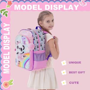 ZBAOGTW Panda Backpacks for Girls Kids School Cute Bookbag for Kindergarten Elementary Sequin School Backpack for Girls Lightweight School Bag with Lunch Box