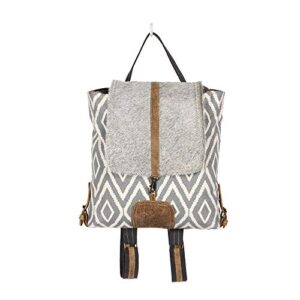 myra bag artist’s impression upcycled canvas & leather backpack s-1333