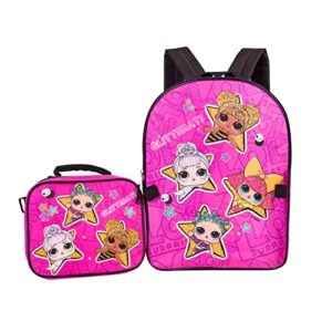 l.o.l. surprise! backpack combo set – girls’ 2 piece backpack set backpack & lunch kit (hot pink)