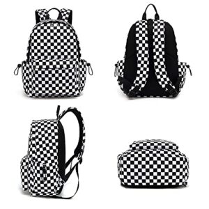 Checkered School Backpack for Girls Women, Teens School Bags Bookbags Ladies Laptop Backpacks