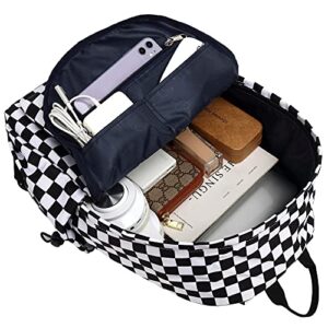 Checkered School Backpack for Girls Women, Teens School Bags Bookbags Ladies Laptop Backpacks