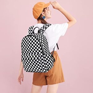 Checkered School Backpack for Girls Women, Teens School Bags Bookbags Ladies Laptop Backpacks