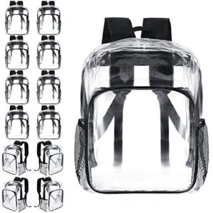 12 pcs clear backpack heavy duty clear bookbags clear backpack stadium approved 17 transparent see through backpacks for stadium, concert, sports, work, school, security